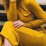 Fashion Blogger - Women's Yellow Long-sleeved Dress