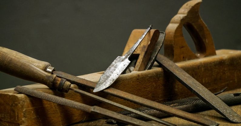 Vintage Accessories - A collection of tools on a wooden table