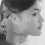 Layering - Black and White Double Exposure Portrait of a Young Beautiful Woman